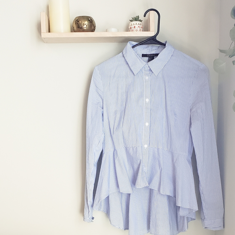 Blue and White Blouse